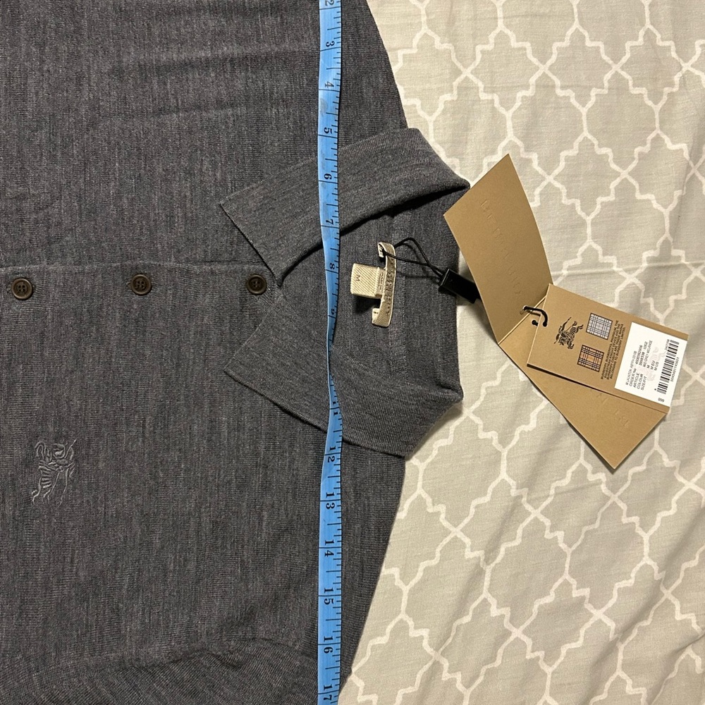 SOLD - BNWT Mens Burberry Merino Wool long sleeve polo - Picture 8 of 9
